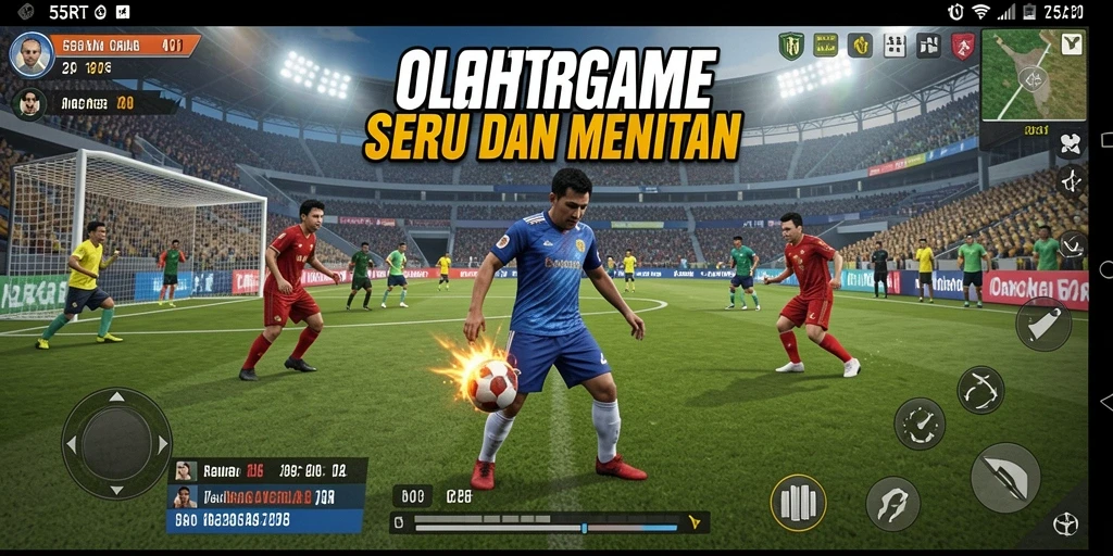 Tampilan gameplay seru di 55RT yang menunjukkan aksi olahraga.
