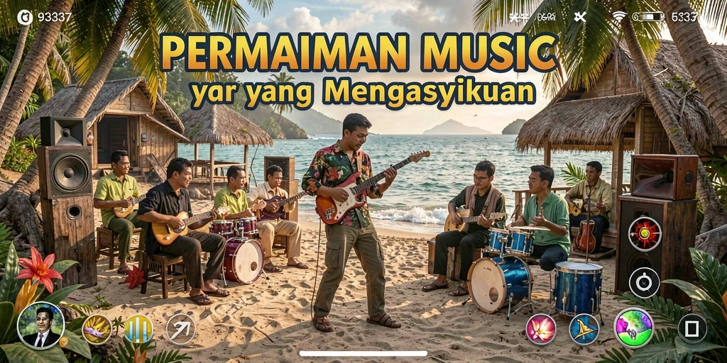 Tampilan gameplay yang menonjolkan pengalaman bermain musik yang seru.
