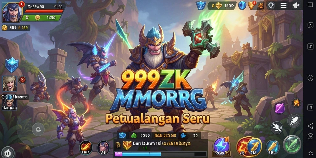 Screenshot gameplay 999ZK menampilkan karakter yang beraksi dalam pertempuran epik.