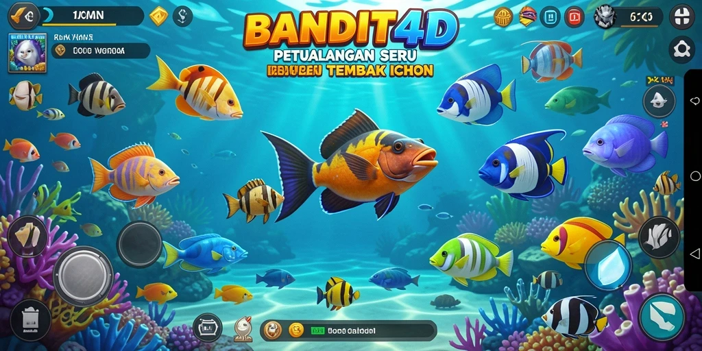 Screenshot BANDIT4D menampilkan aksi menembak ikan yang seru dan penuh warna.