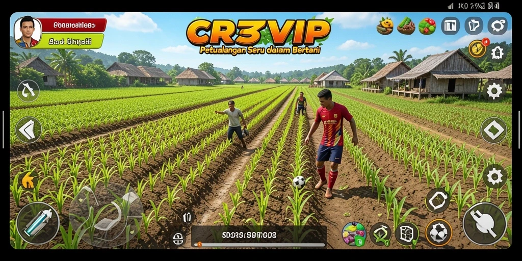 Tampilan menarik gameplay CR7VIP dengan aktivitas bertani.