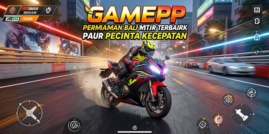 Gameplay menegangkan dan seru di GAMERP saat balapan motor.