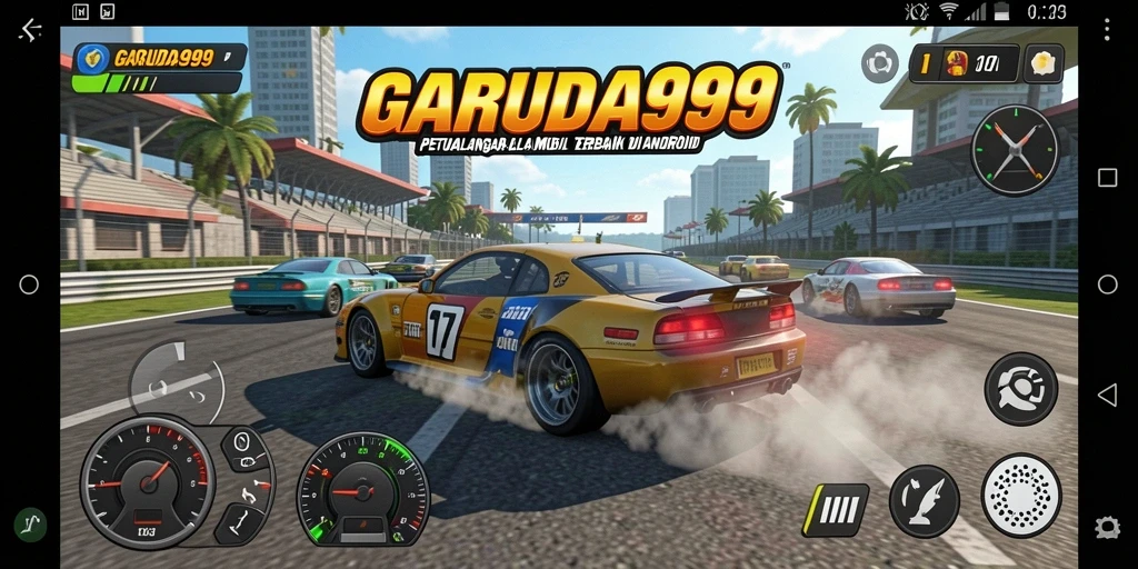 Tampilan gameplay balap yang mendebarkan di GARUDA999.