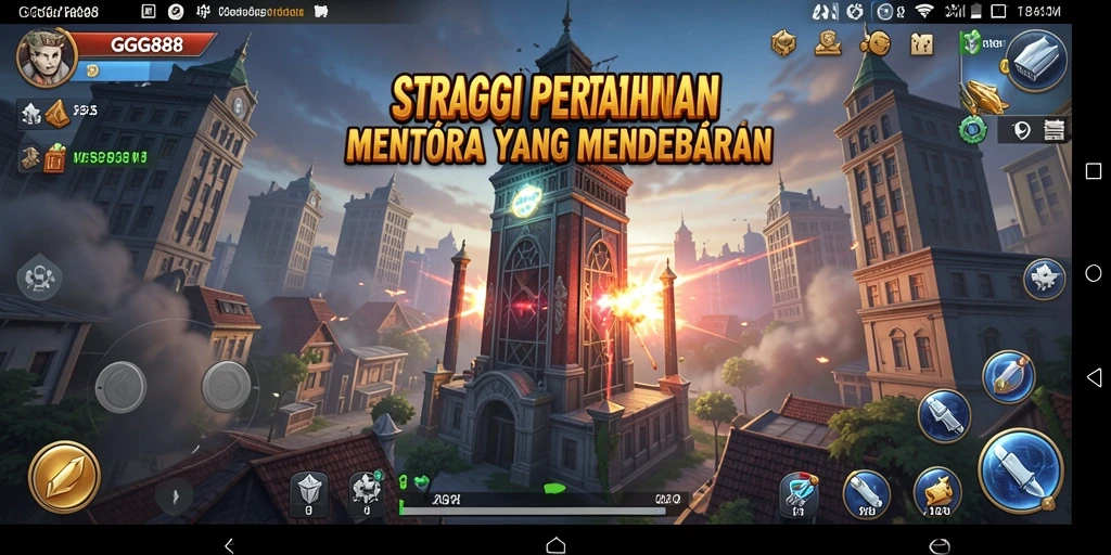 Tampilan gameplay menegangkan dalam GGG888 Tower Defense.