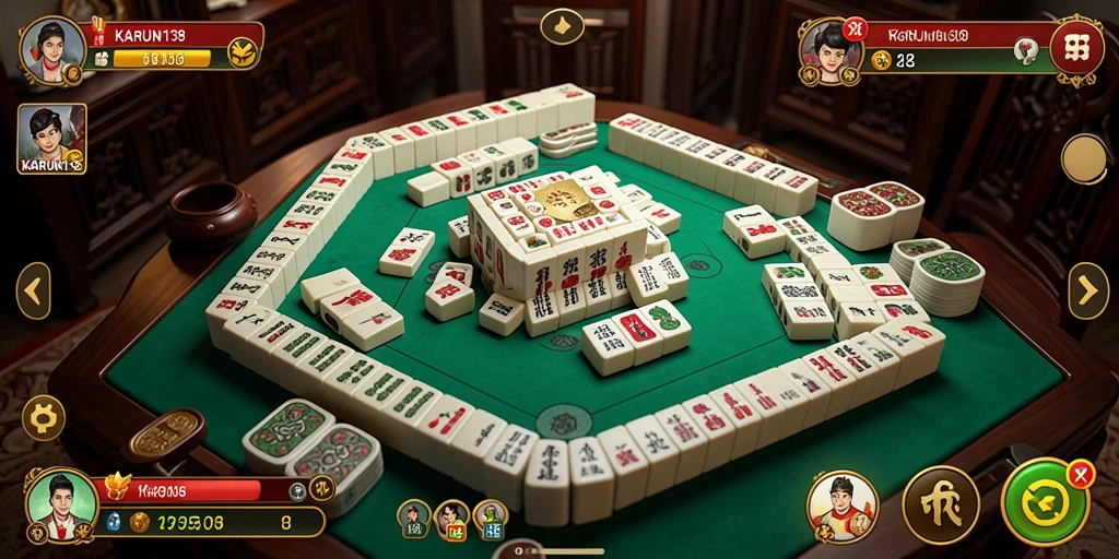 Tampilan gameplay seru dalam KARUN138 dengan tema Mahjong yang menarik.
