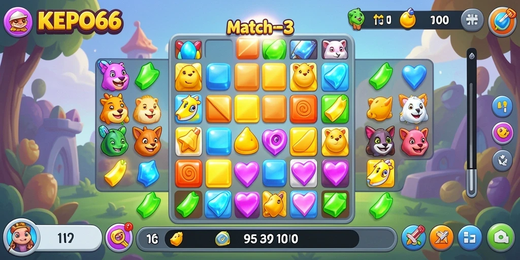 Gameplay seru dengan berbagai tantangan Match-3.