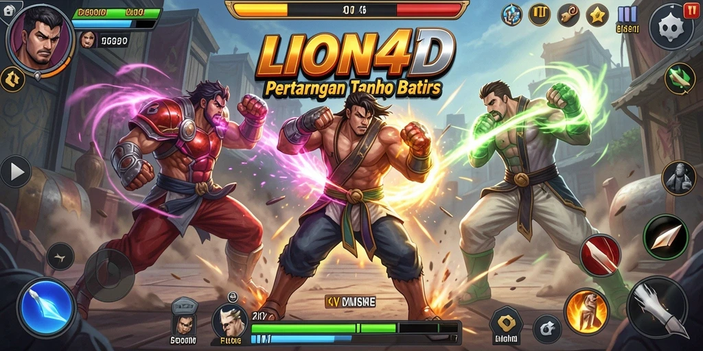 Tangkapan layar gameplay <strong>LION4D</strong> menunjukkan duel seru antara karakter yang kuat.