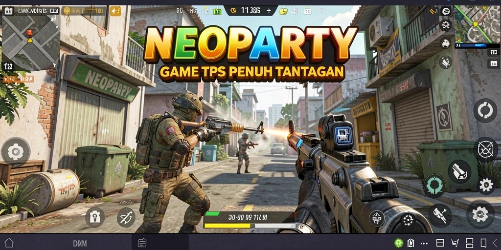 Gameplay NEOPARTY yang intens dan seru di arena TPS.