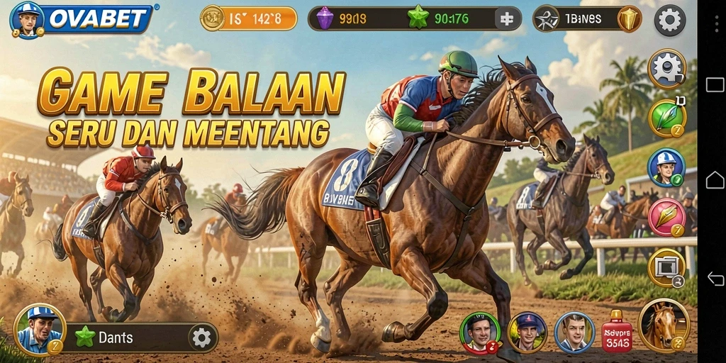 Tampilan gameplay seru dalam balapan di OVABET yang penuh aksi.