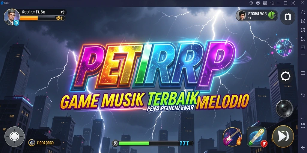 Screenshot utama PETIRRP menunjukkan gameplay seru dan interaktif di dunia musik.