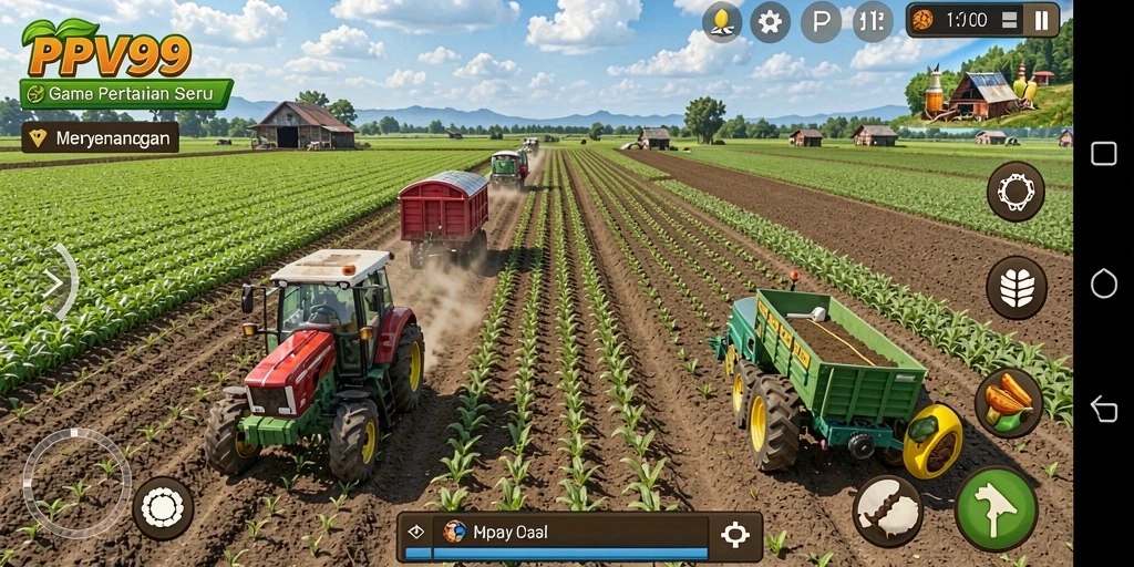 Tampilan gameplay seru dari PPV99 yang menampilkan pertanian aktif.