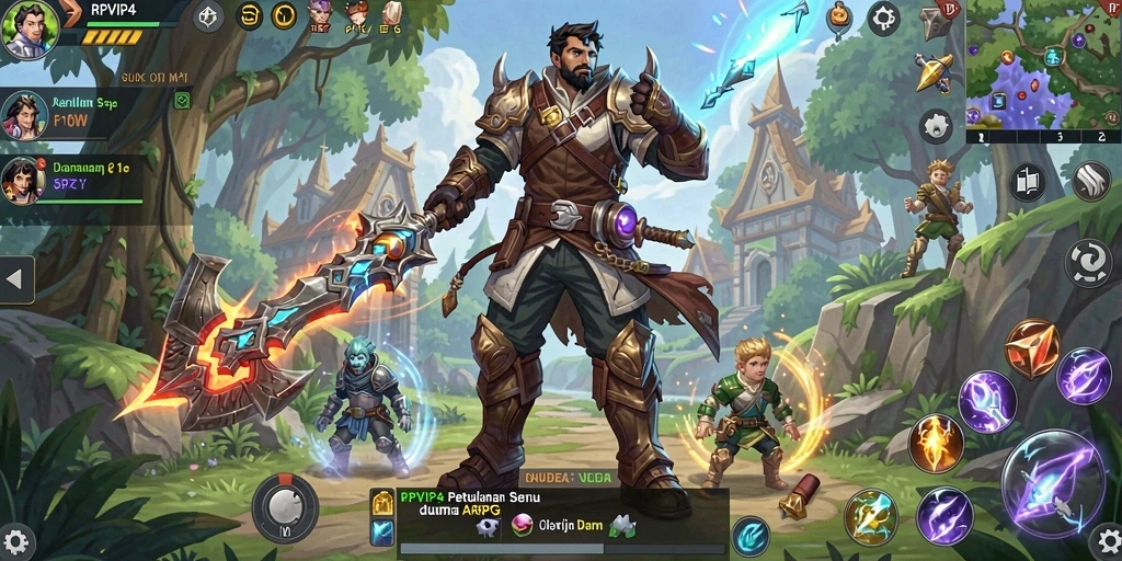 Tampilan menarik dari gameplay ARPG di RPVIP4 yang seru.