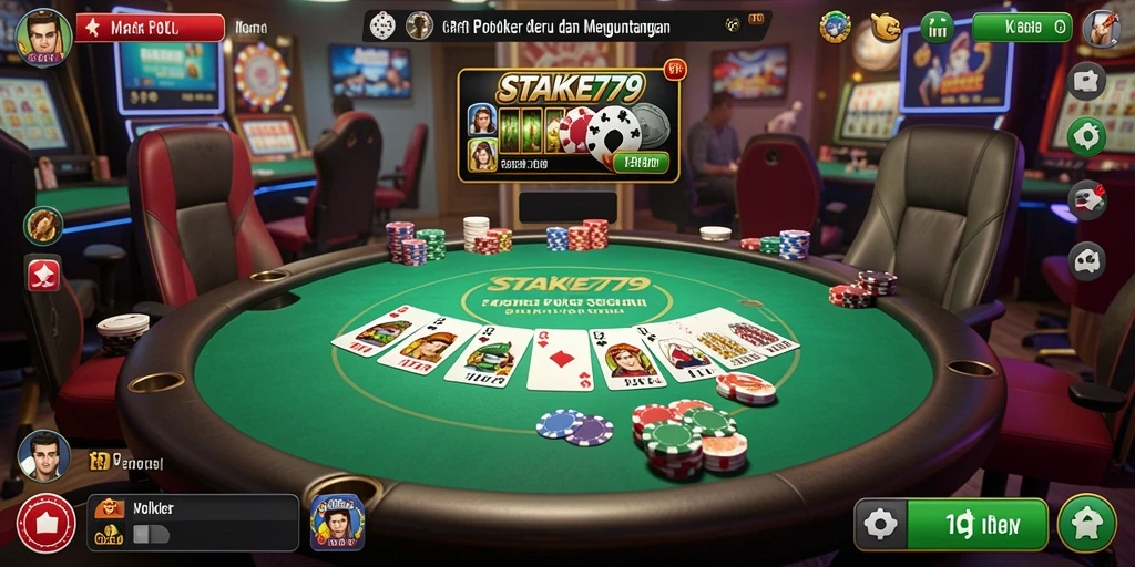 Tangkapan layar utama STAKE779 menampilkan gameplay Poker yang mendesak dan menarik.